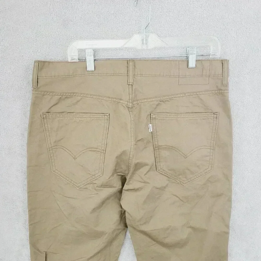 Levis Mens Khaki Straight Fit Chino Pants W36 L36 Cotton 20PT